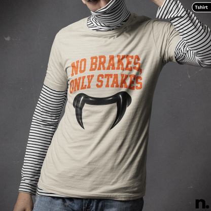 No Brakes Only Stakes Unisex Halloween Tee