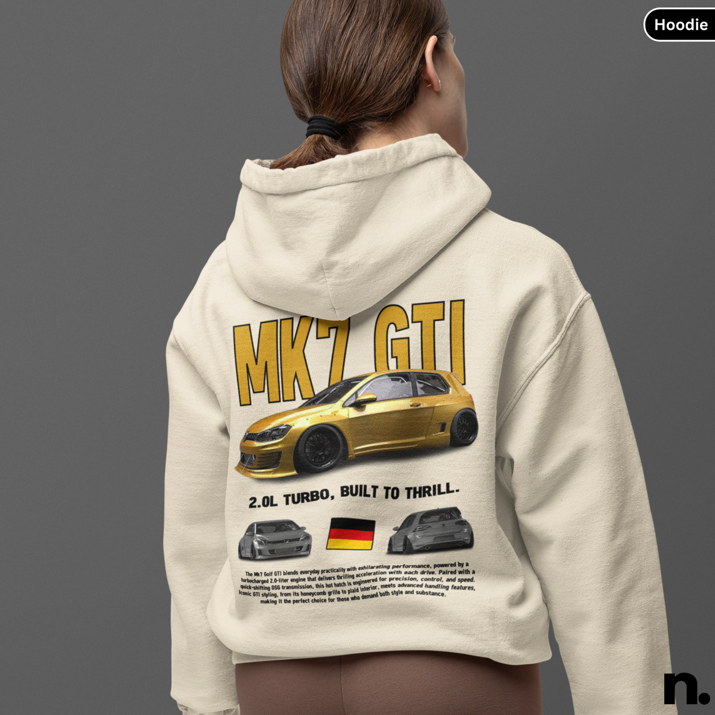 VW Golf GTI Mk7 Poster Style Back Print Unisex Hoodie