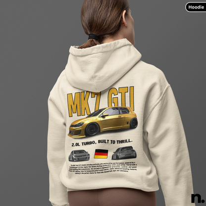 VW Golf GTI Mk7 Poster Style Back Print Unisex Hoodie