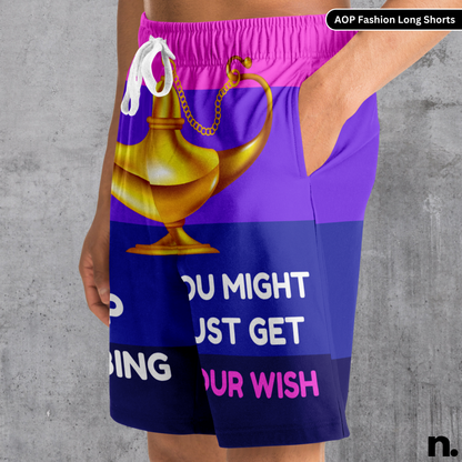 Keep Rubbing You Might Just Get Your Wish – Funny Lamp-Inspired Long Shorts (AOP)
