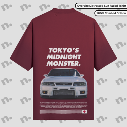 TOKYO’S MIDNIGHT MONSTER. – R33 Oversized Distressed Premium Tee