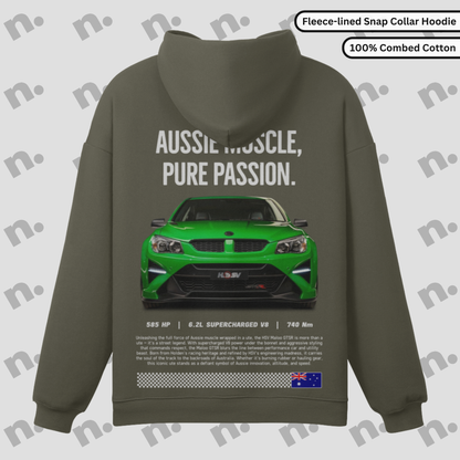 Aussie Muscle Snap-Collar Fleece-lined Premium Hoodie