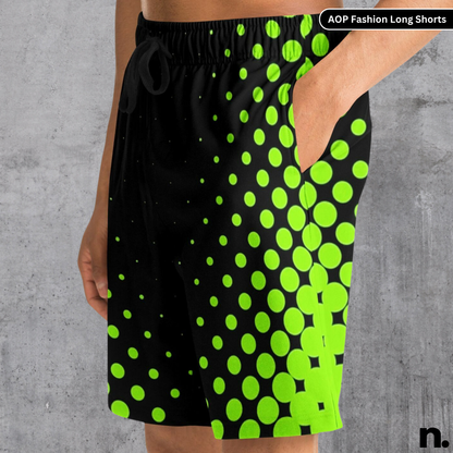 Green Black Pattern Long Shorts