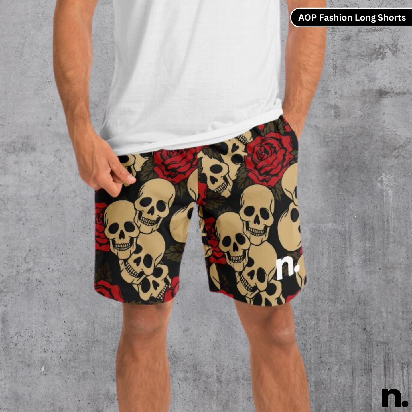 Flower & Skulls Long Shorts