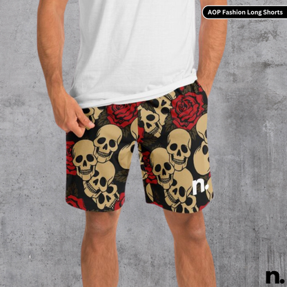 Flower & Skulls Long Shorts