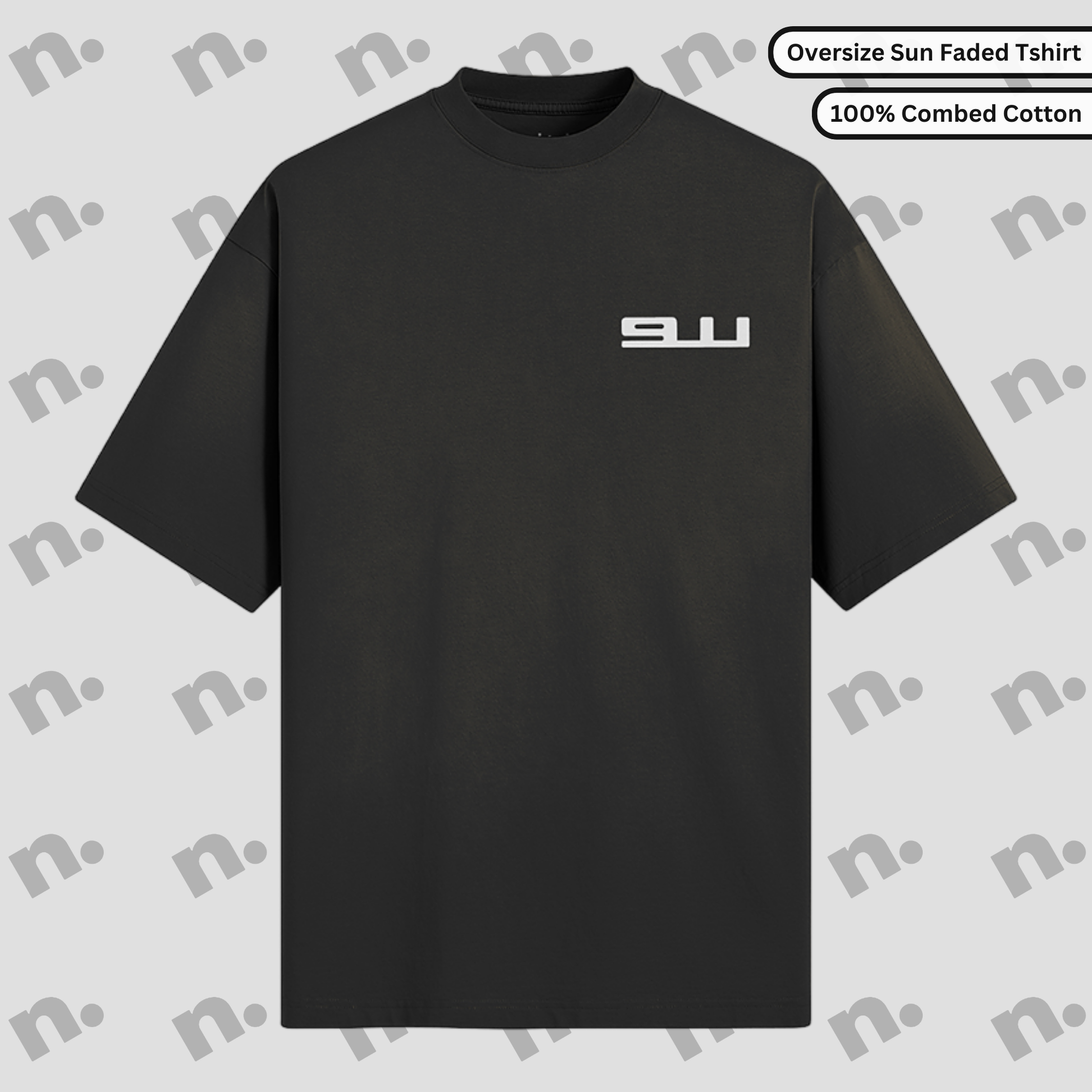 Flat lay of Zuffenhausen Bat 911 premium oversized T-shirt in vintage washed gradient, featuring soft 100% combed cotton and drop shoulder design.