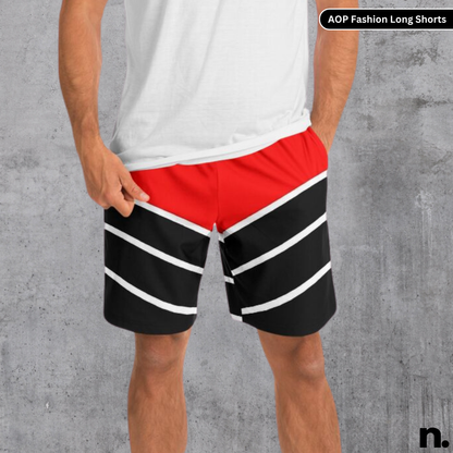 Red Black Racing Pattern Long Shorts