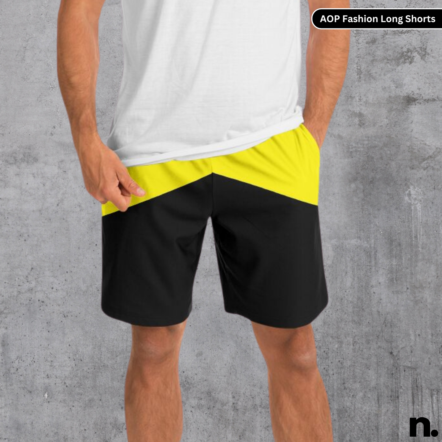 Black & Yellow Fashion Long Shorts