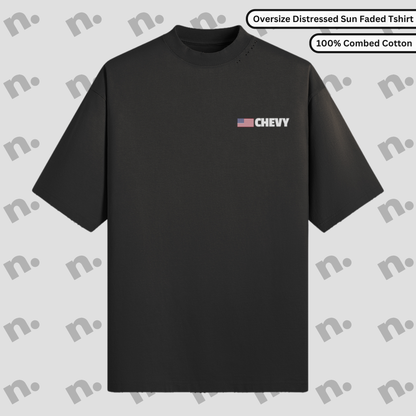 Chevy Oversized Distressed Sun-Faded Premium Tee