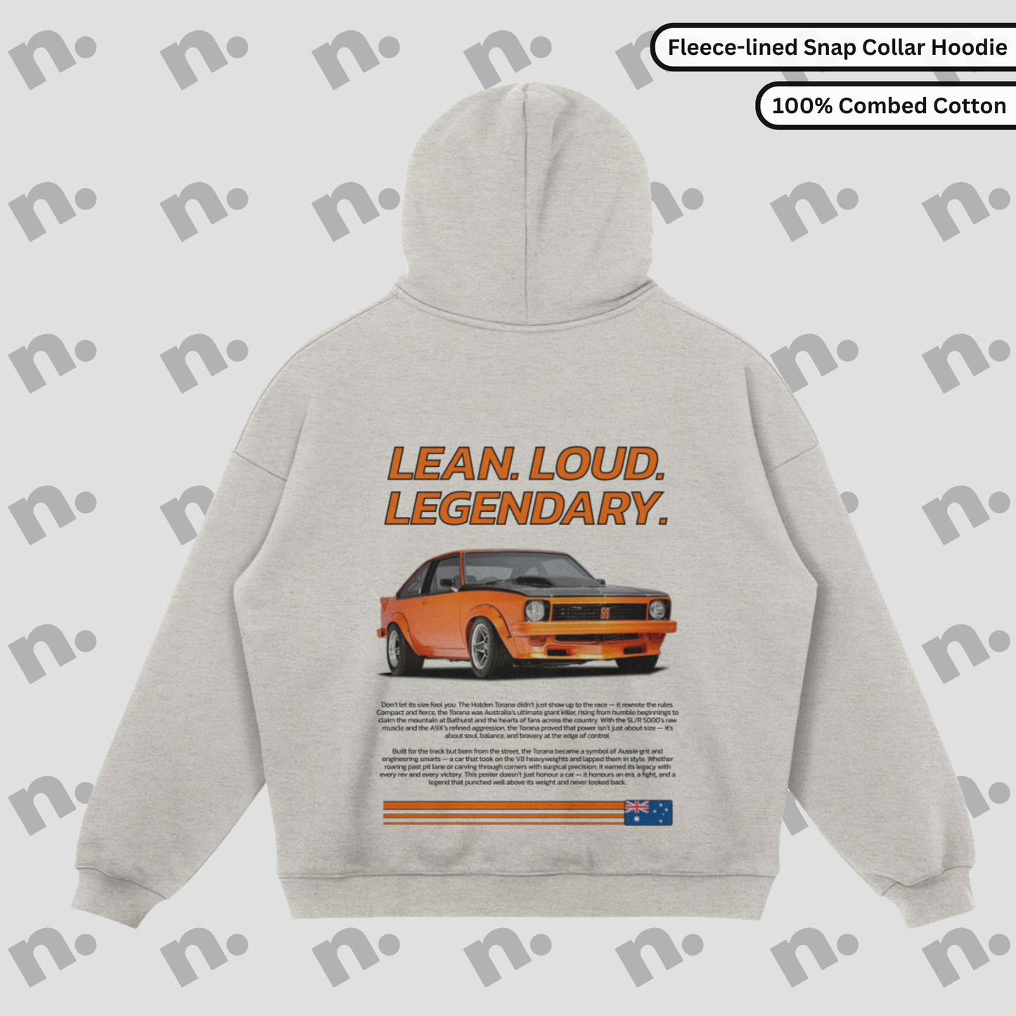 LEAN. LOUD. LEGENDARY. – Aussie Heritage Snap Collar Premium Hoodie