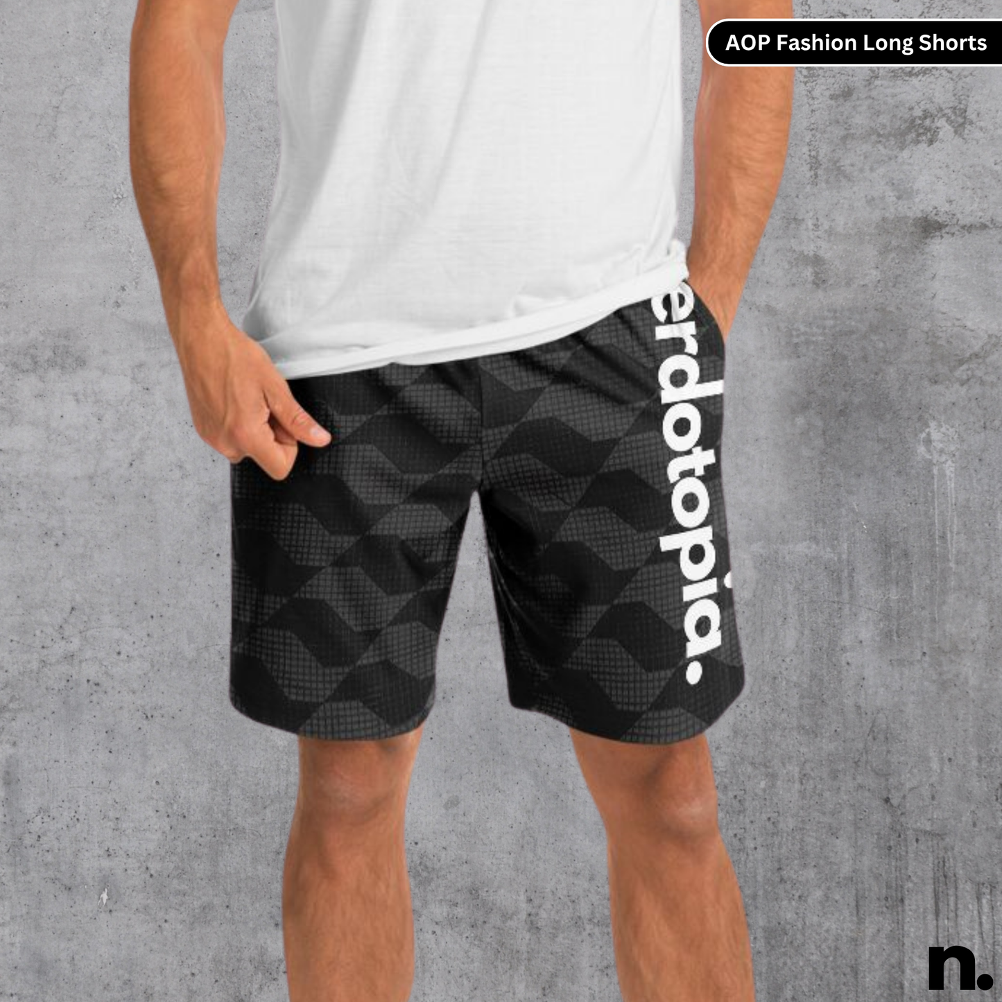 Nerdotopia Black Pattern Fashion Long Shorts