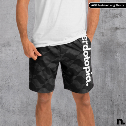 Nerdotopia Black Pattern Fashion Long Shorts