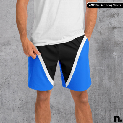 Black Blue Stripe Pattern Streetwear Long Shorts