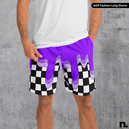 Purple Drip Pattern Streetwear Long Shorts