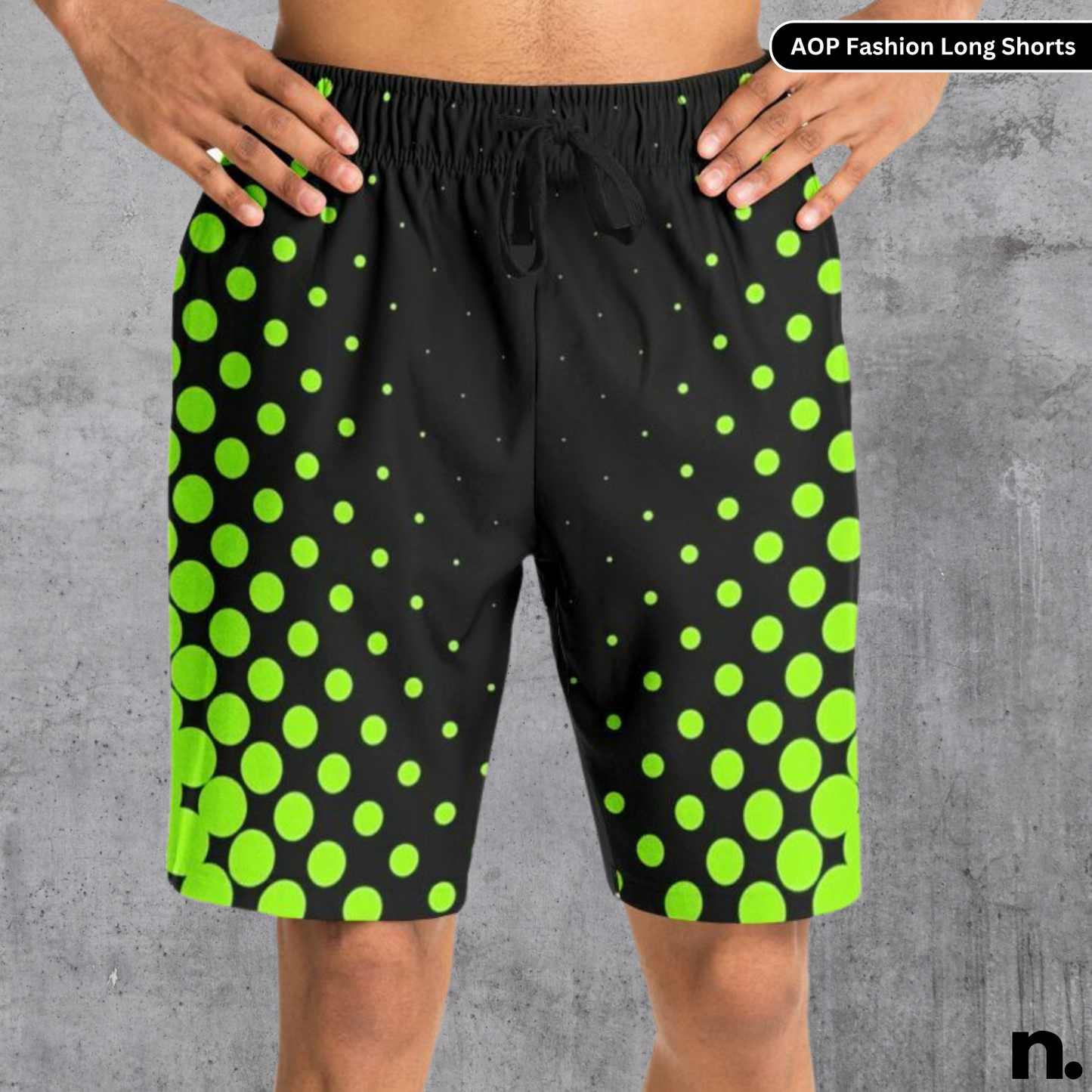 Green Black Pattern Long Shorts