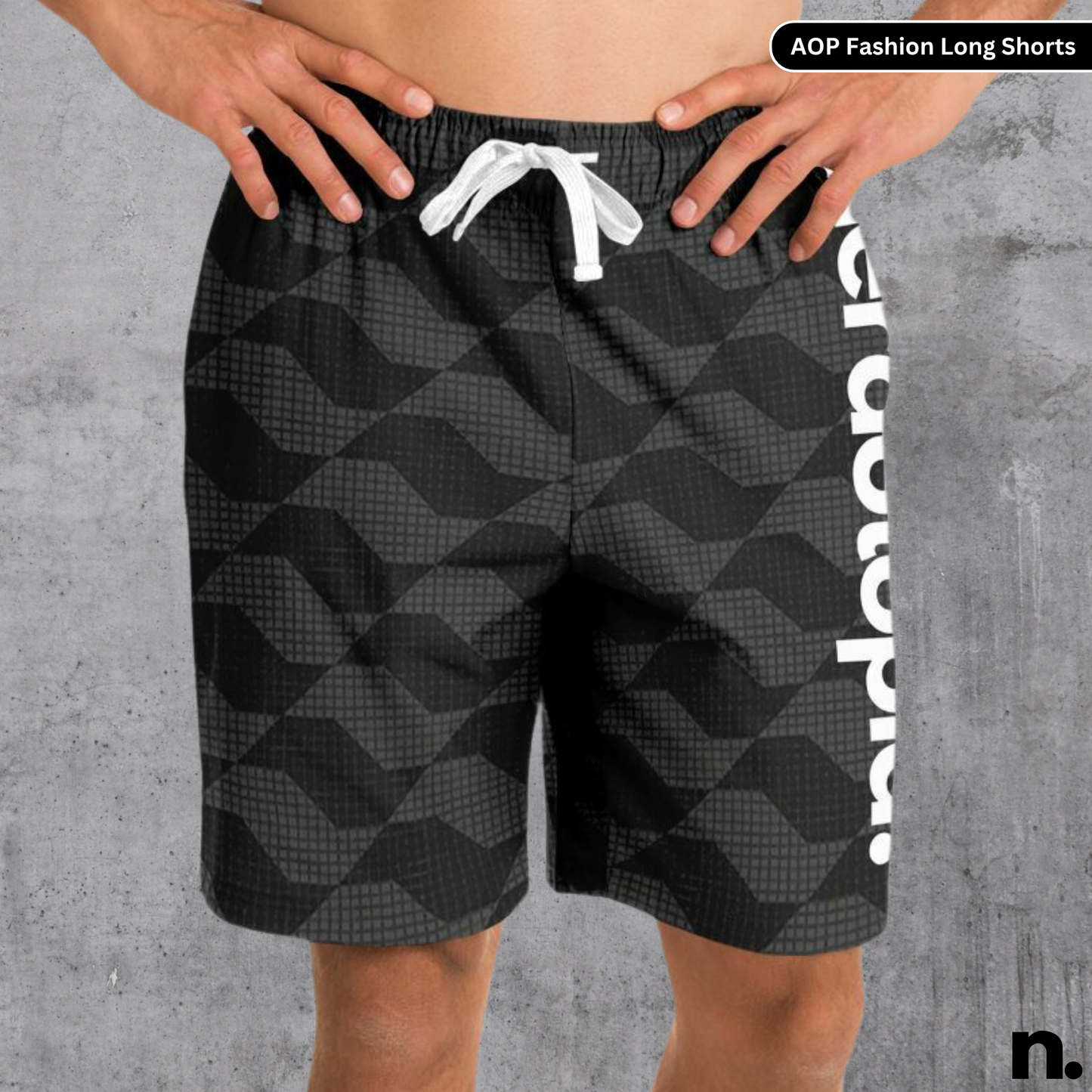 Nerdotopia Black Pattern Fashion Long Shorts