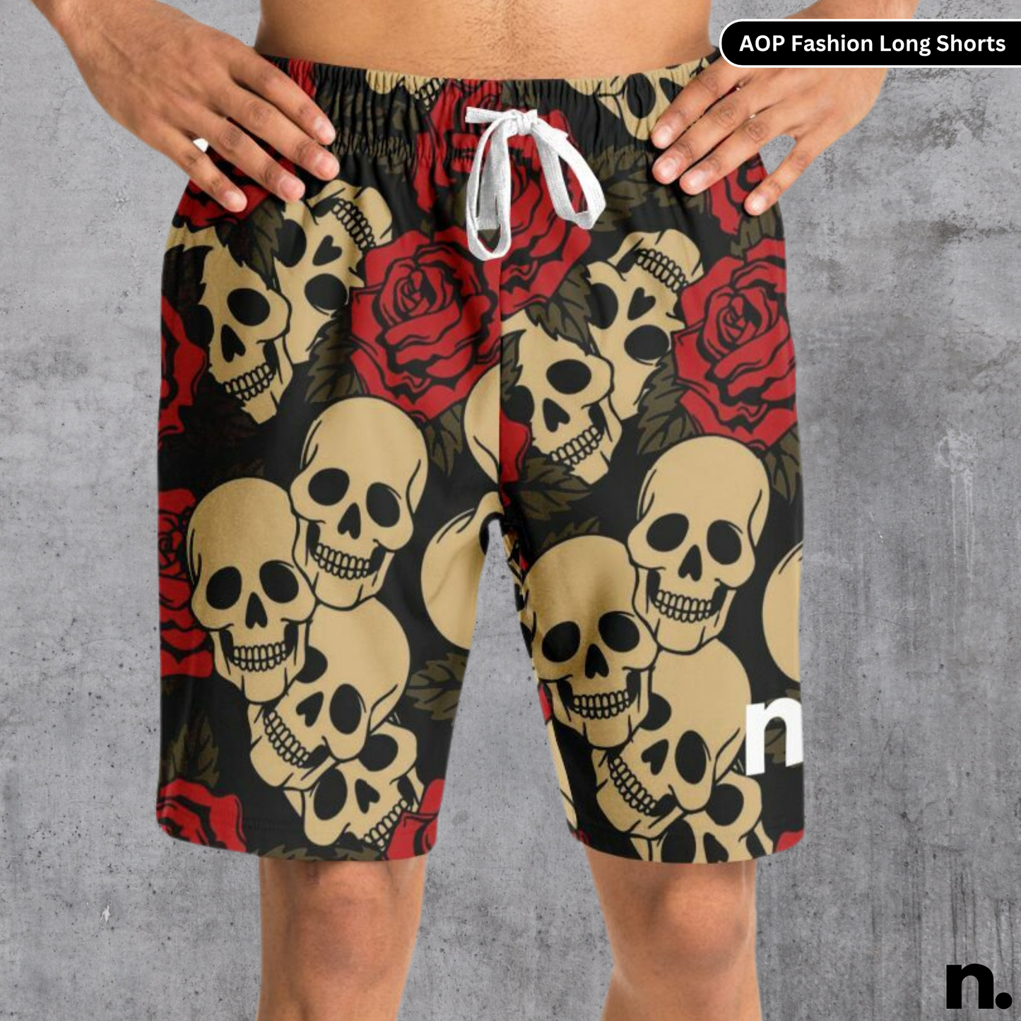 Flower & Skulls Long Shorts