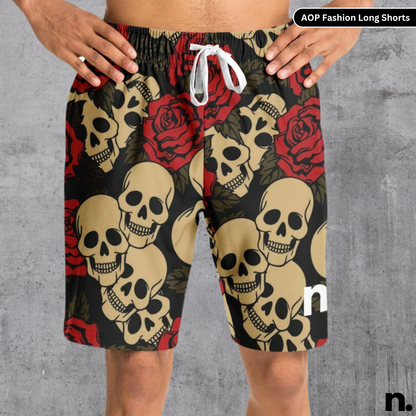 Flower & Skulls Long Shorts
