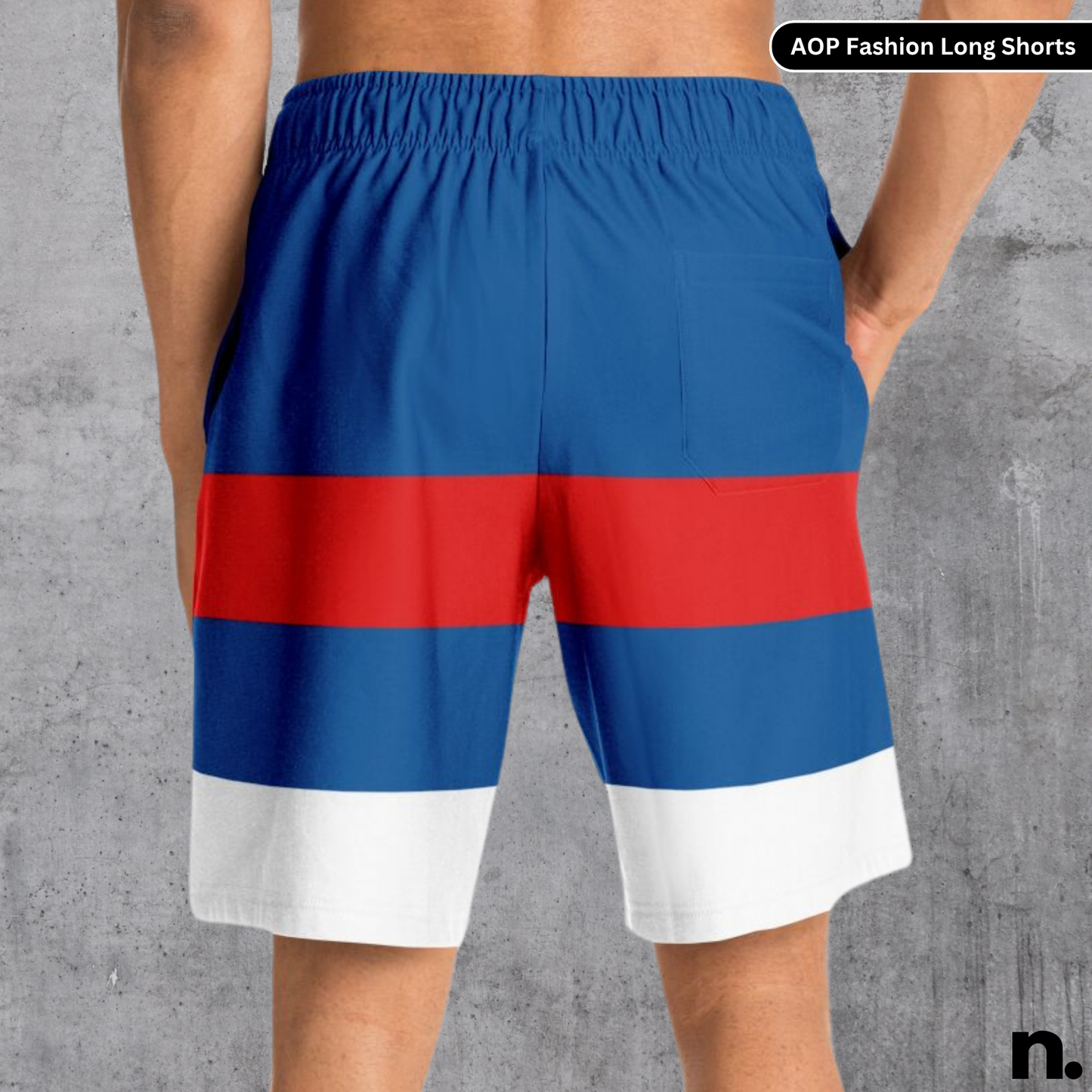 Red Blue Stripe Fashion Long Shorts