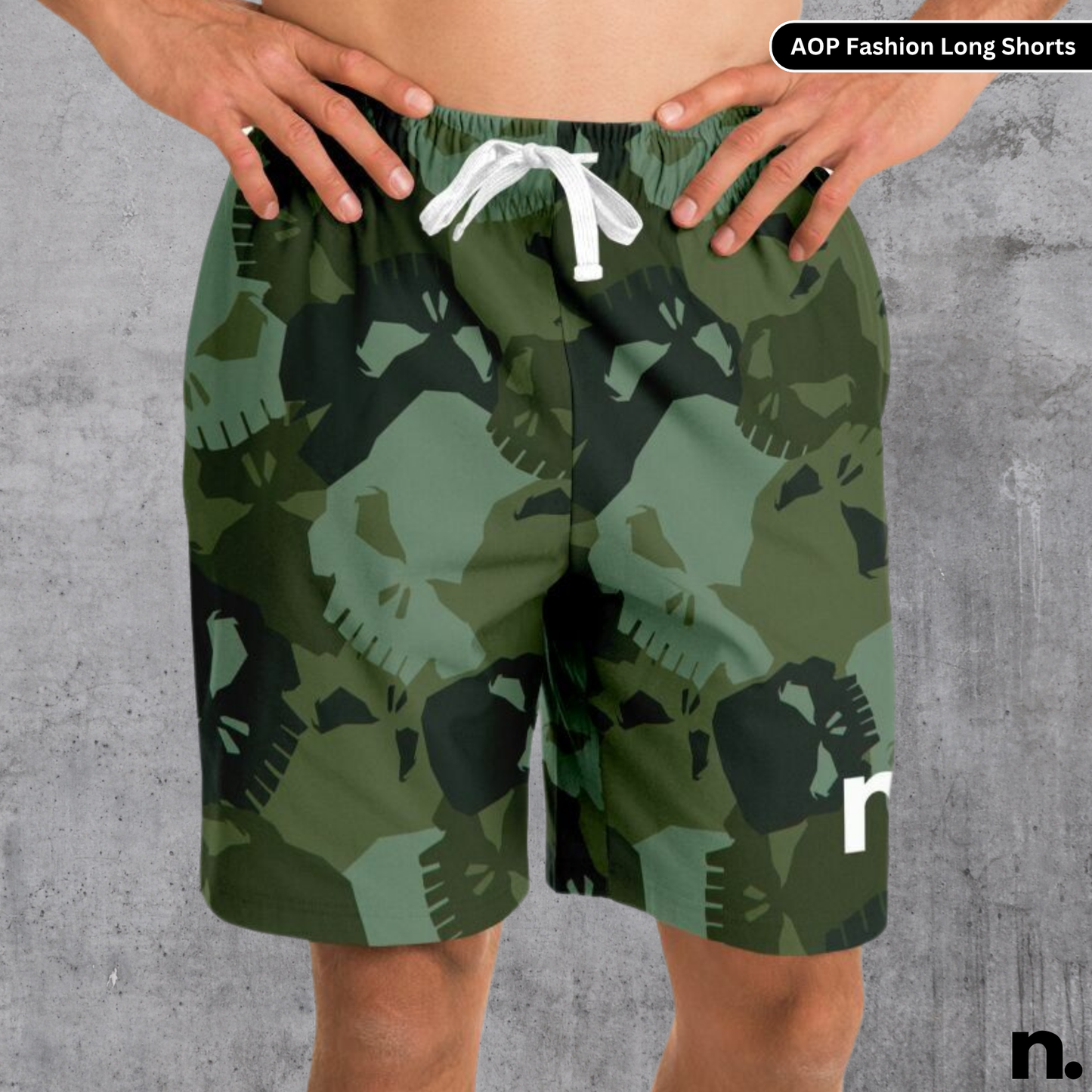 Skulls Camo Pattern Nerdotopia Fashion Long Shorts