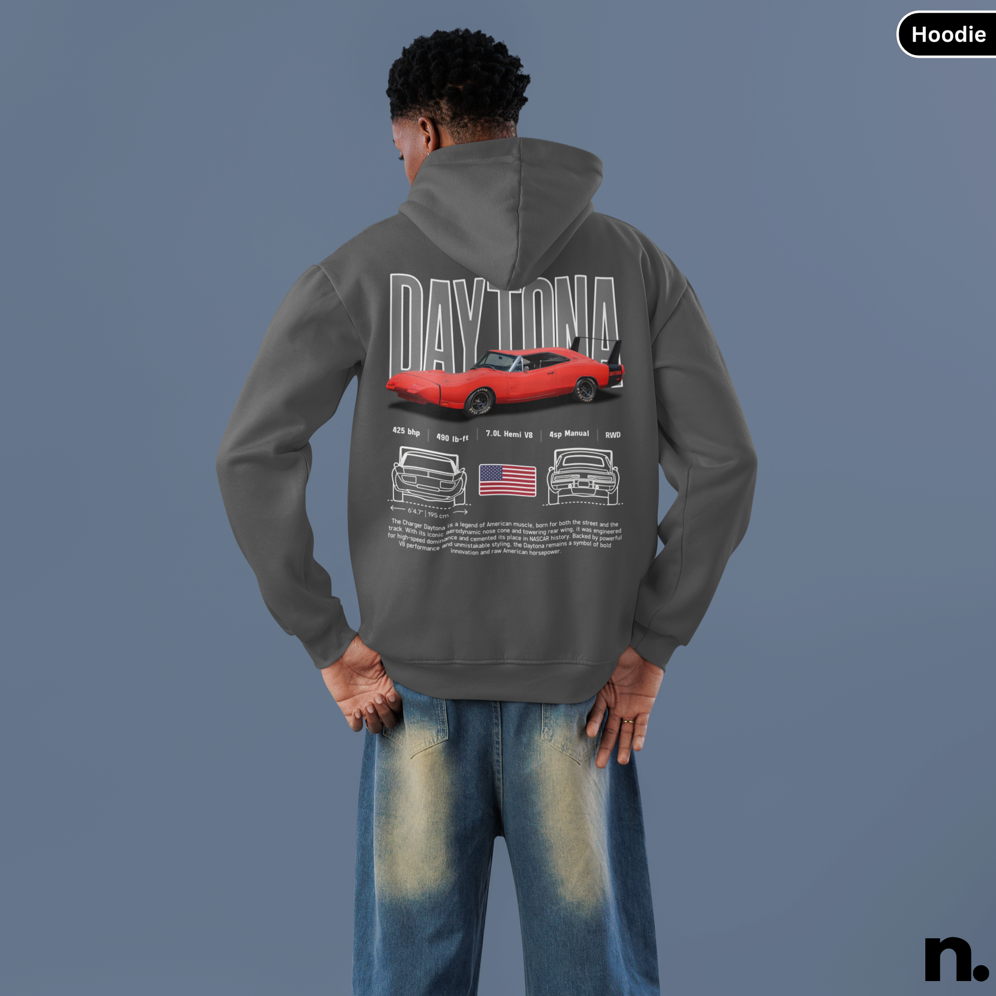 DaytonaChargerPosterStyle-Nerdotopia-HoodieImage-HeatherGreyColour