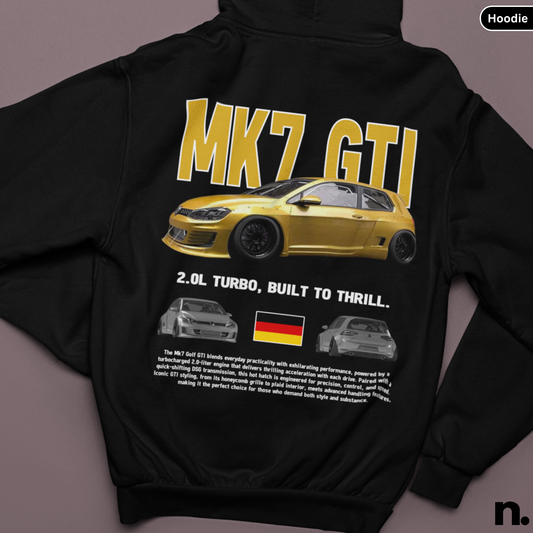 VW Golf GTI Mk7 Poster Style Back Print Unisex Hoodie