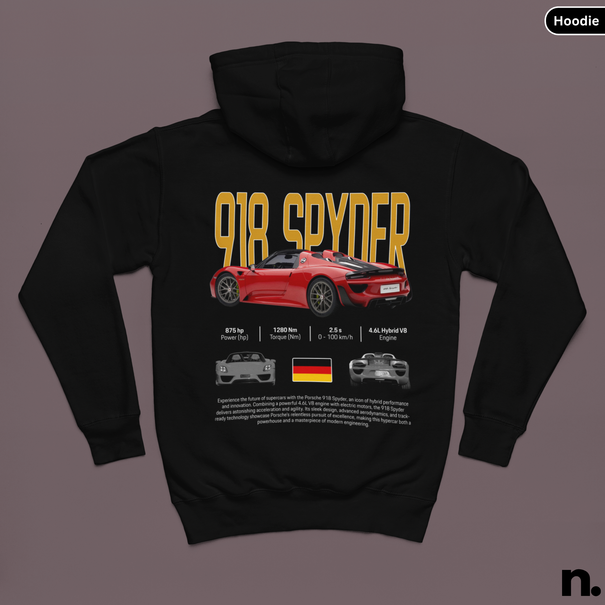 flat lay mockup of back view 918 spyder hoodie