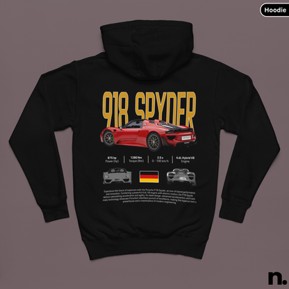 flat lay mockup of back view 918 spyder hoodie