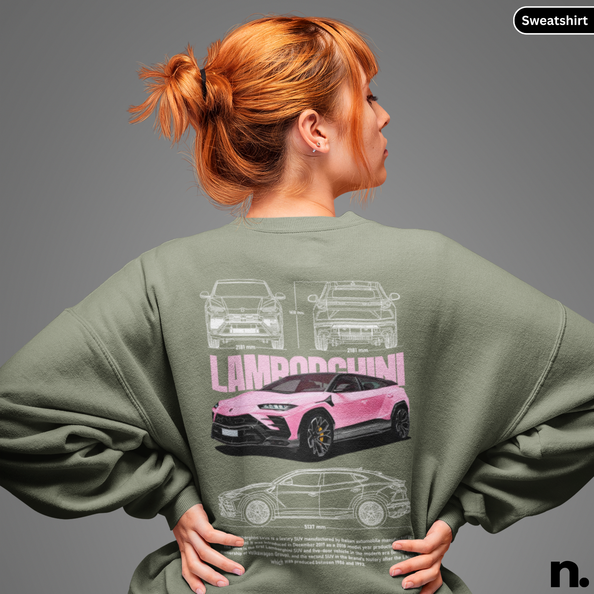 LamborghiniUrusSportsSUVPosterStyle-Nerdotopia-SweatshirtImage-MilitaryGreenColour