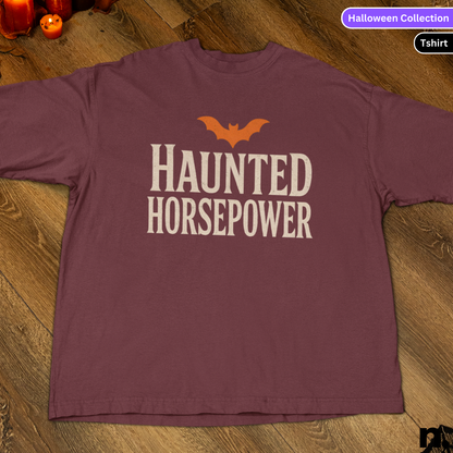 haunted horsepower tee in maroon