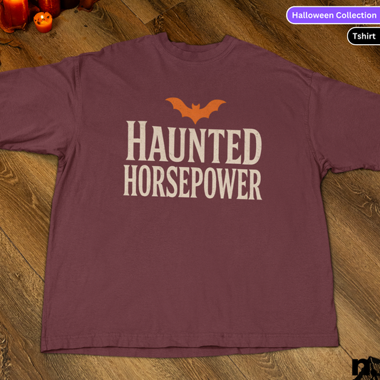 haunted horsepower tee in maroon