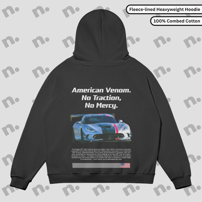 Viper inspired premium hoodie with fleece lining, designed for warmth and aggressive motorsport style