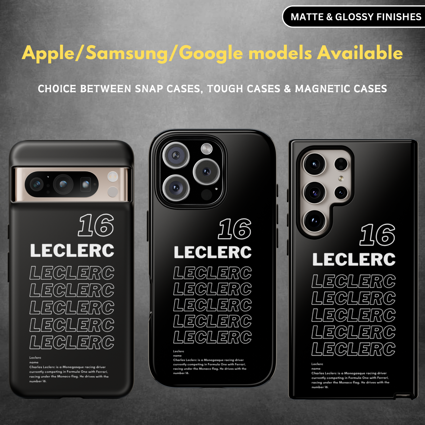 Leclerc 16 F1 Inspired Snap Case