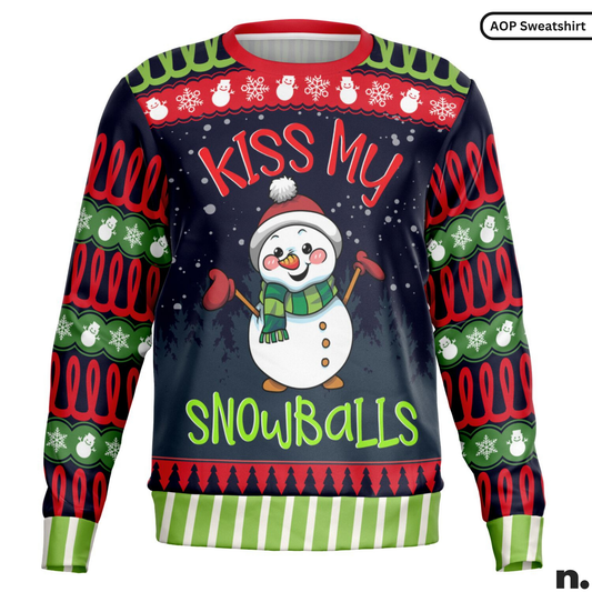 Kiss My Snowballs Snowman Funny Sweatshirt