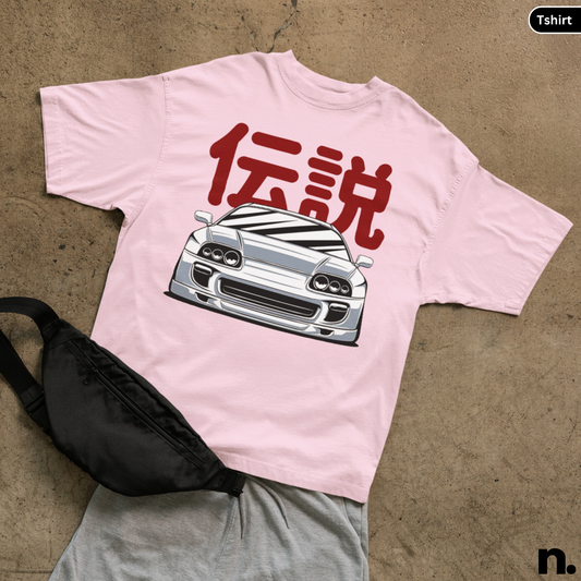 flat lay mockup of supra illustration tee in pink