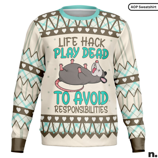 Life Hack Play Dead - Funny Possum Sweatshirt