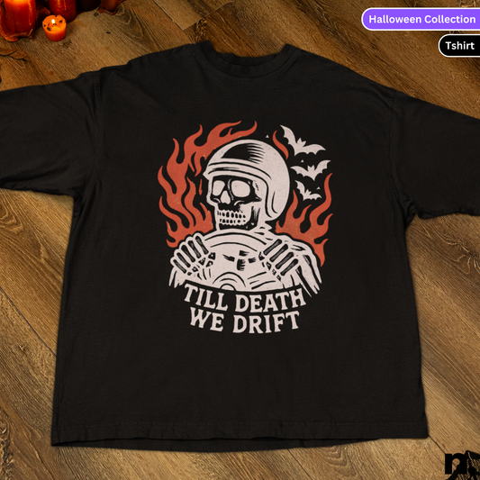 "Till Death We Drift" Halloween inspired tee in black