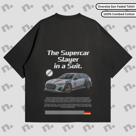 Supercar Slayer RS-6 inspired sun-faded premium hoodie in a vintage wash, designed for car enthusiasts