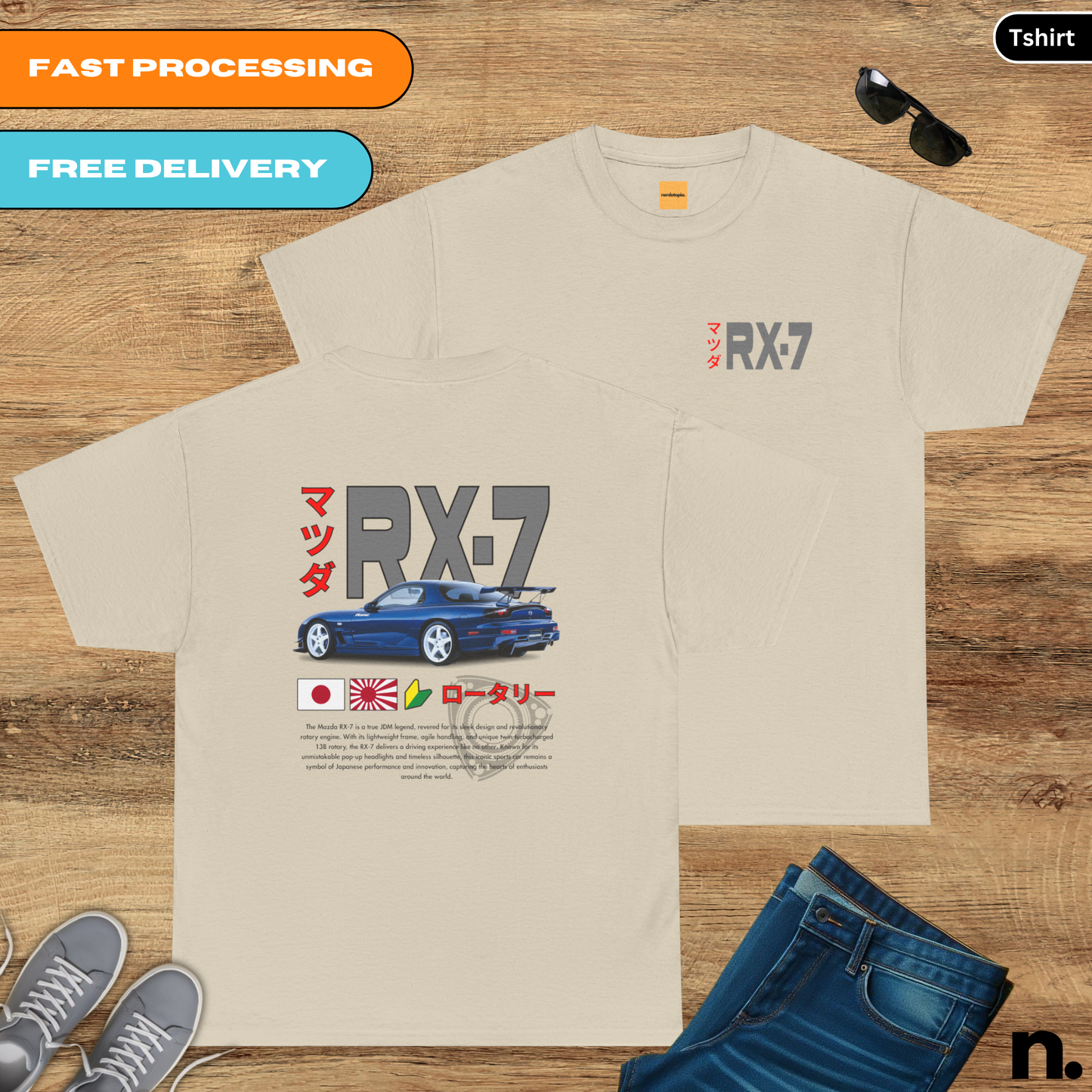 Mazda RX7 Rotary JDM Legend Unisex Heavy Cotton Tee