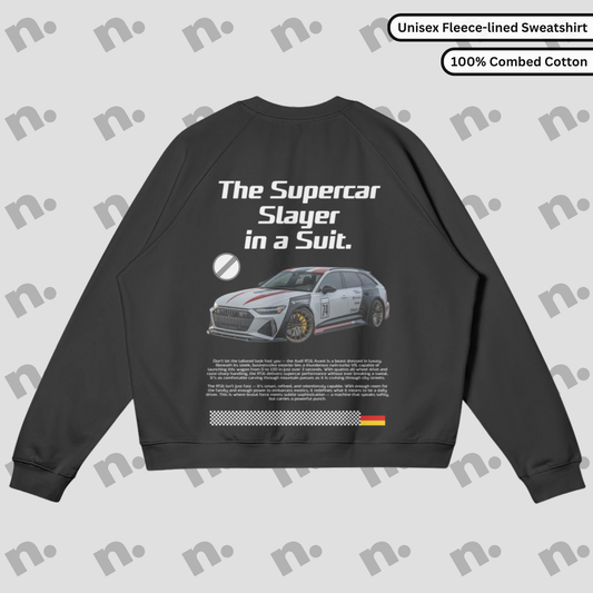 Premium fleece-lined RS-6 sweatshirt by Supercar Slayer, offering comfort and a high-performance style look
