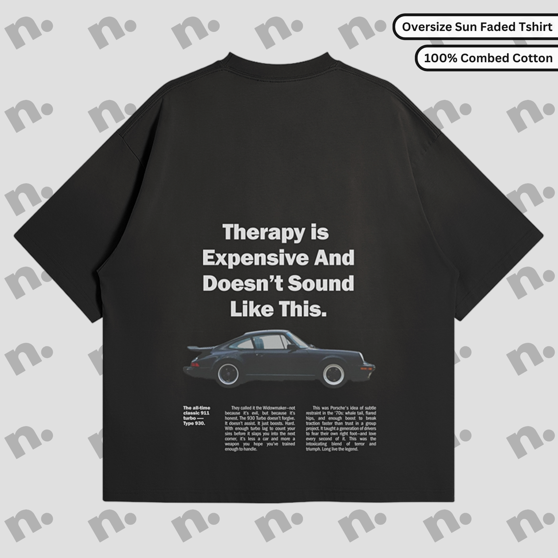 Flat lay of the 911 Therapy Sun Faded T-shirt featuring a classic 911 graphic and 'Therapy is Expensive' slogan.