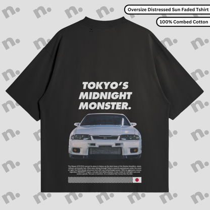 TOKYO’S MIDNIGHT MONSTER. – R33 Oversized Distressed Premium Tee