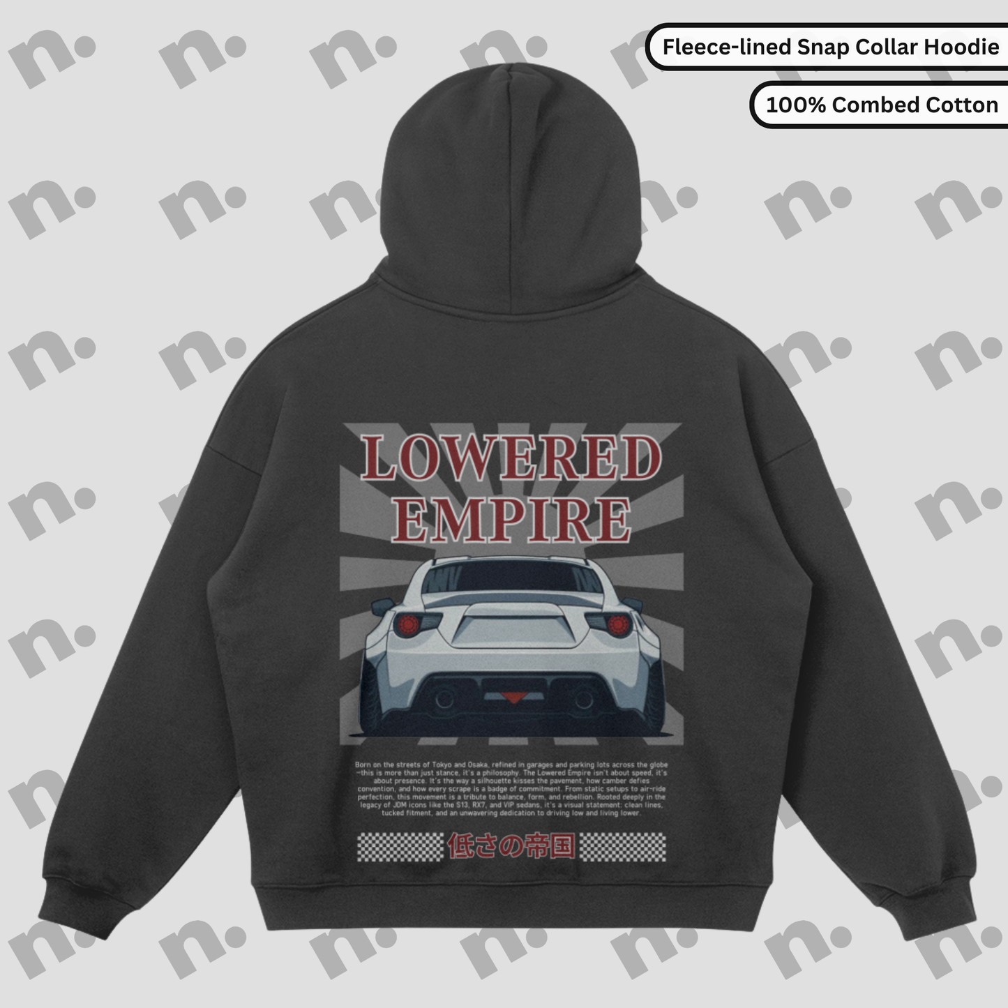 Lowered Empire fleece-lined hoodie with snap collar – warm, stylish streetwear for cold weather

