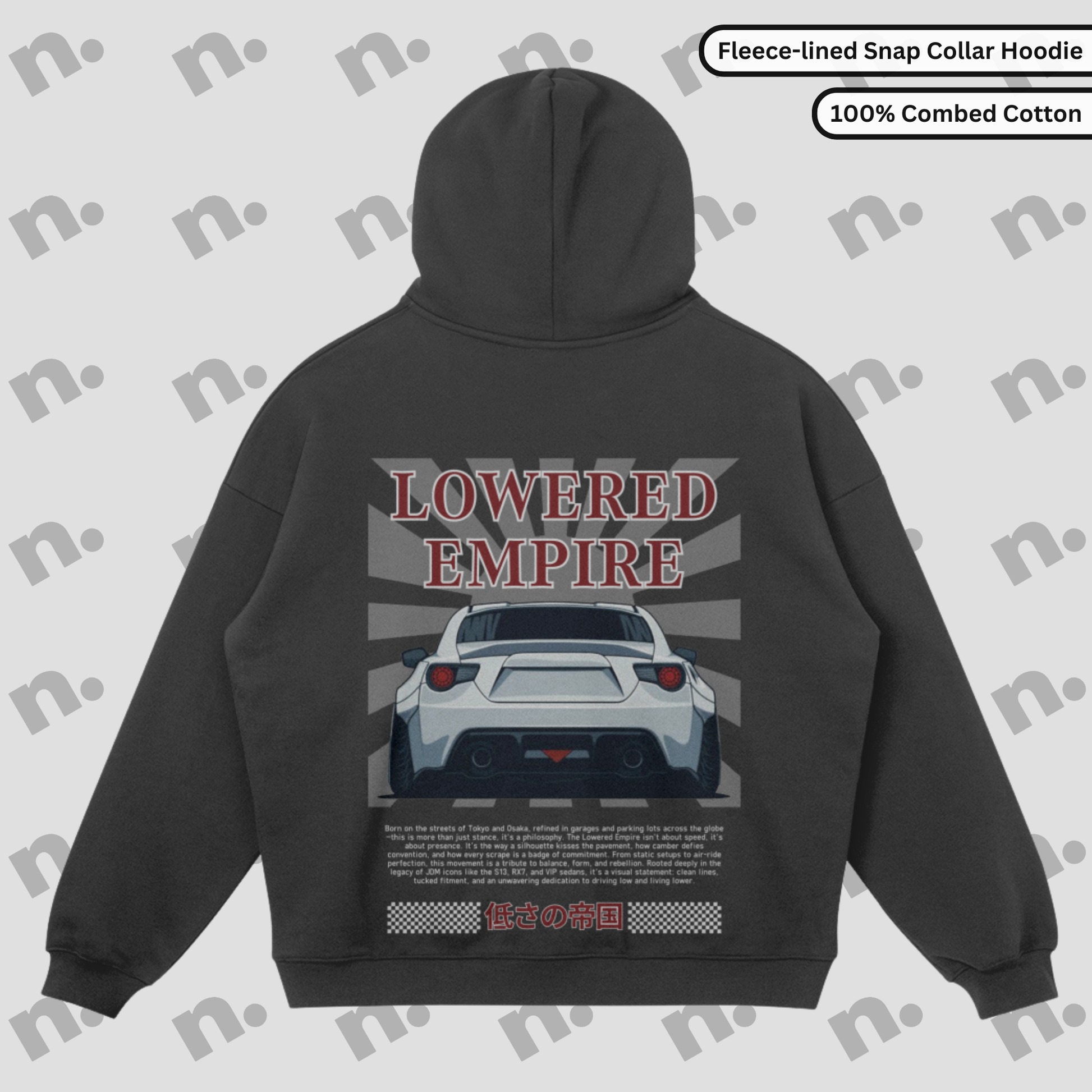 Lowered Empire fleece-lined hoodie with snap collar – warm, stylish streetwear for cold weather

