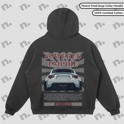 Lowered Empire fleece-lined hoodie with snap collar – warm, stylish streetwear for cold weather

