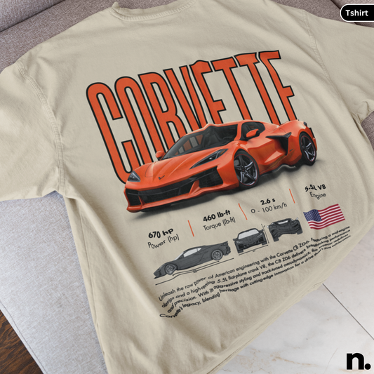 sand tee with c8 poster style design