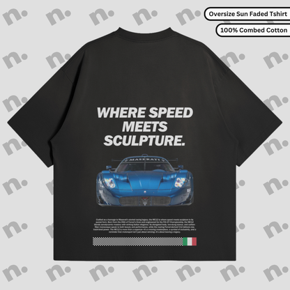 Speed Meets Sculpture Oversized Sun-Faded Premium Tee