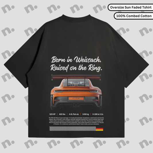 Oversized tee with vertical washed gradient inspired by the GT3 RS, featuring a relaxed boxy fit
