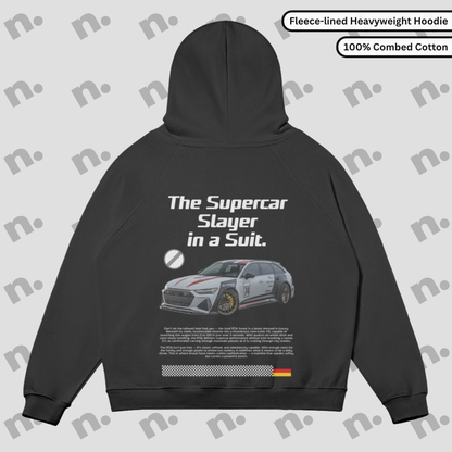 Supercar Slayer RS-6 inspired sun-faded premium hoodie in a vintage wash, designed for car enthusiasts