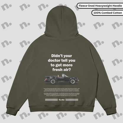 Premium oversized hoodie inspired by the classic Porsche 911 Cabriolet, featuring a sleek automotive-themed design, perfect for car enthusiasts.